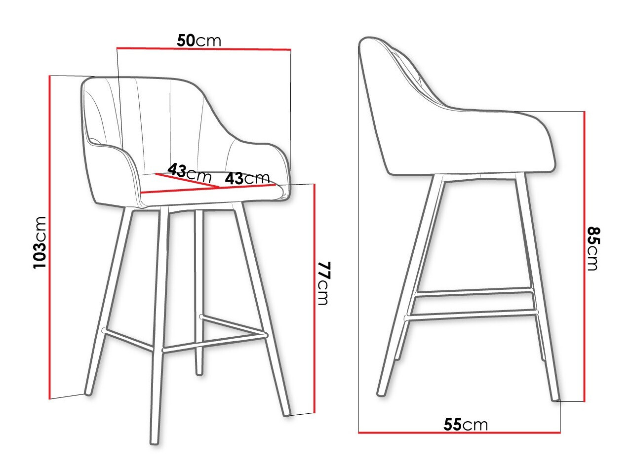 Silla de barra Jackson 102 (Negro + Magic Velvet 2240)