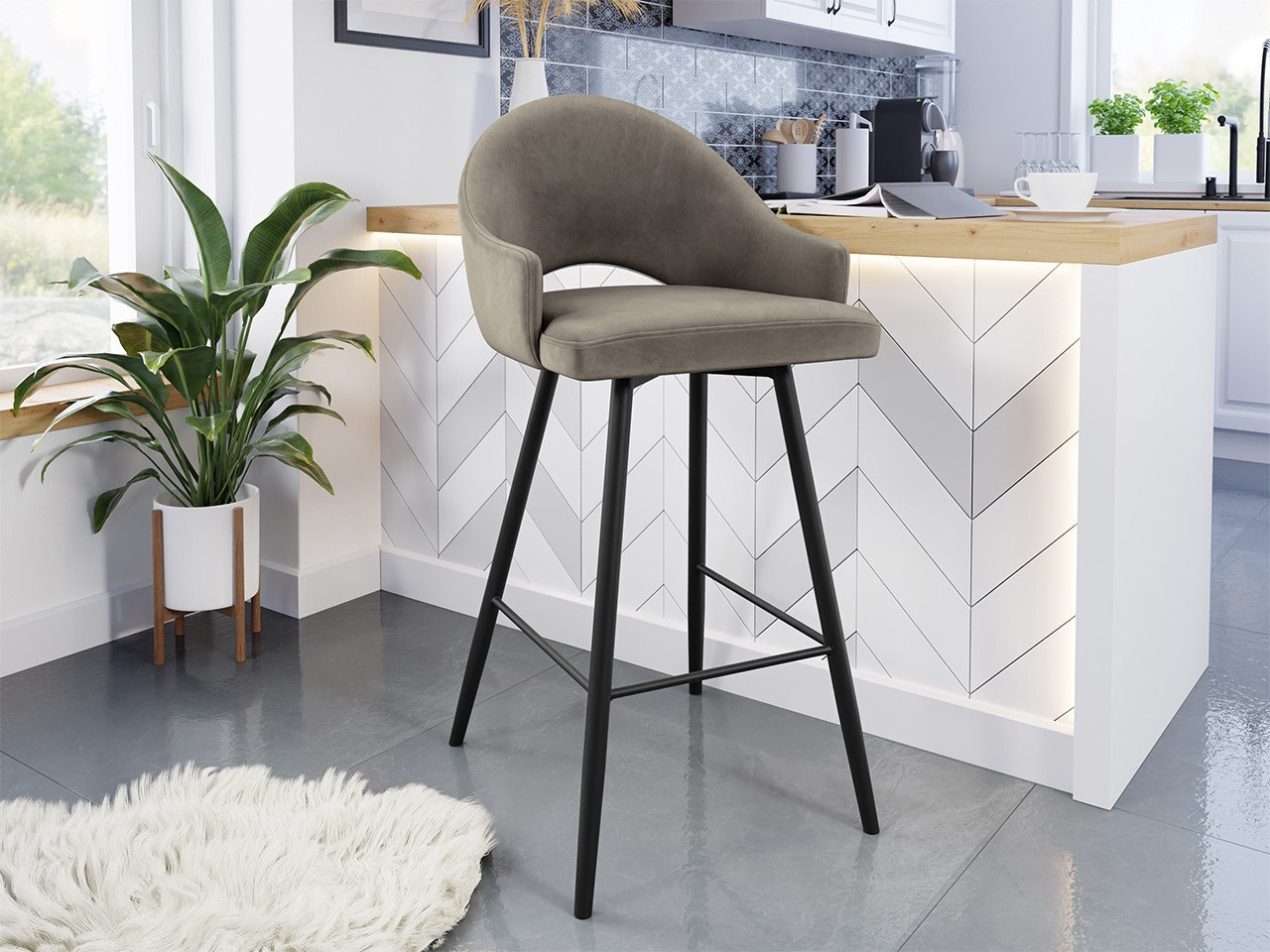 Silla de barra Jackson 103 (Negro + Magic Velvet 2209)