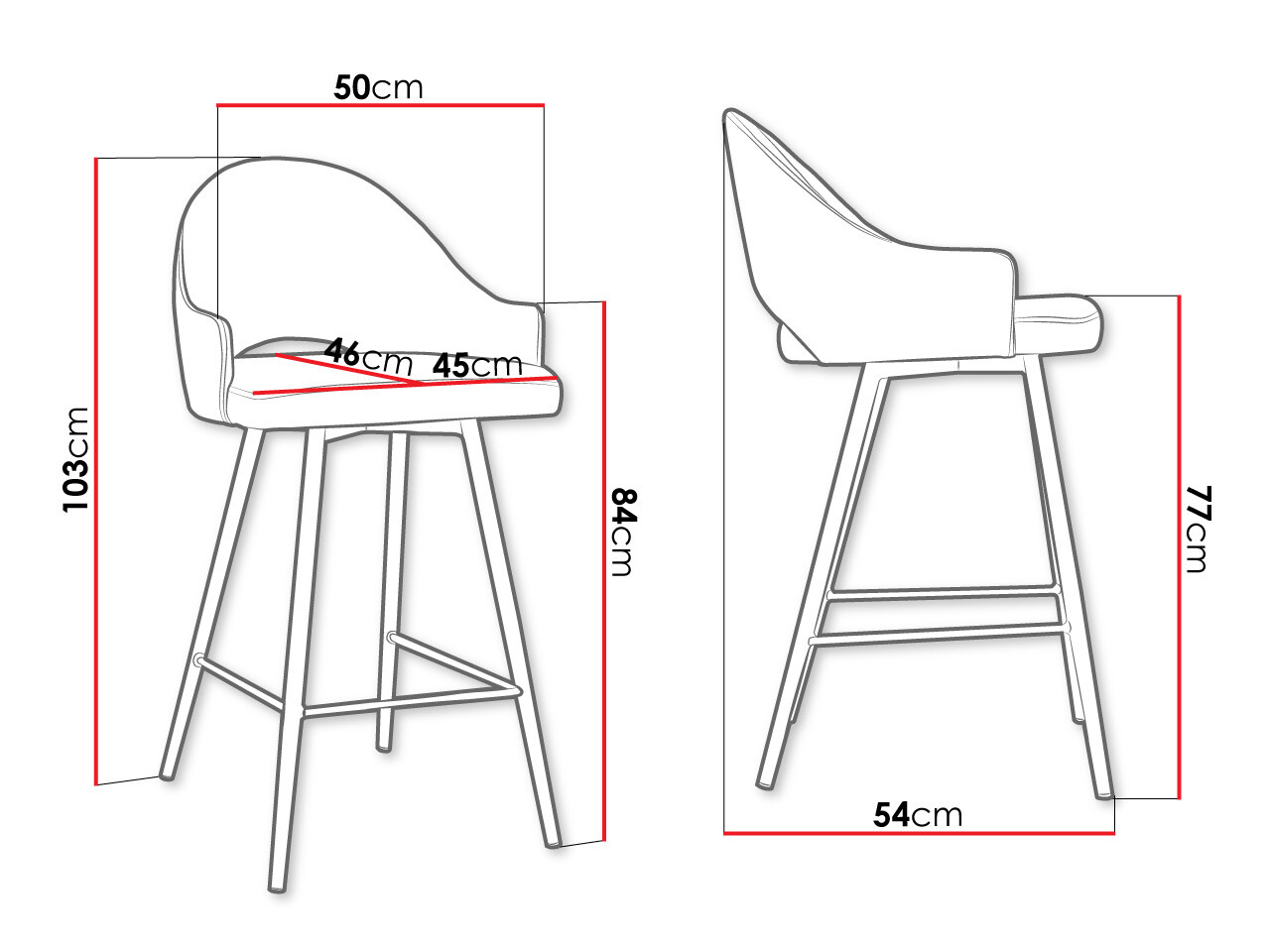 Silla de barra Jackson 103 (Negro + Magic Velvet 2216)