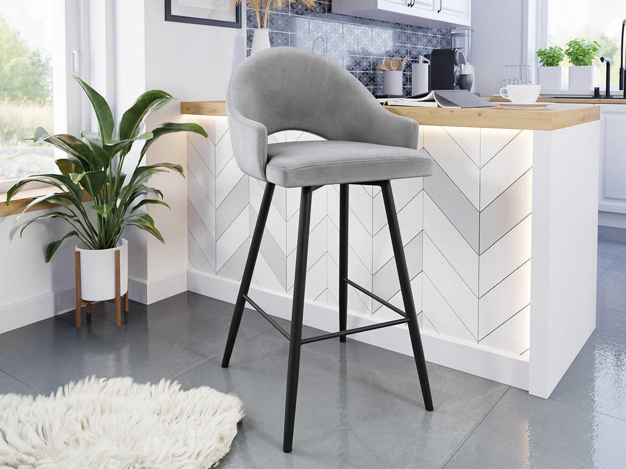 Silla de barra Jackson 103 (Negro + Magic Velvet 2240)