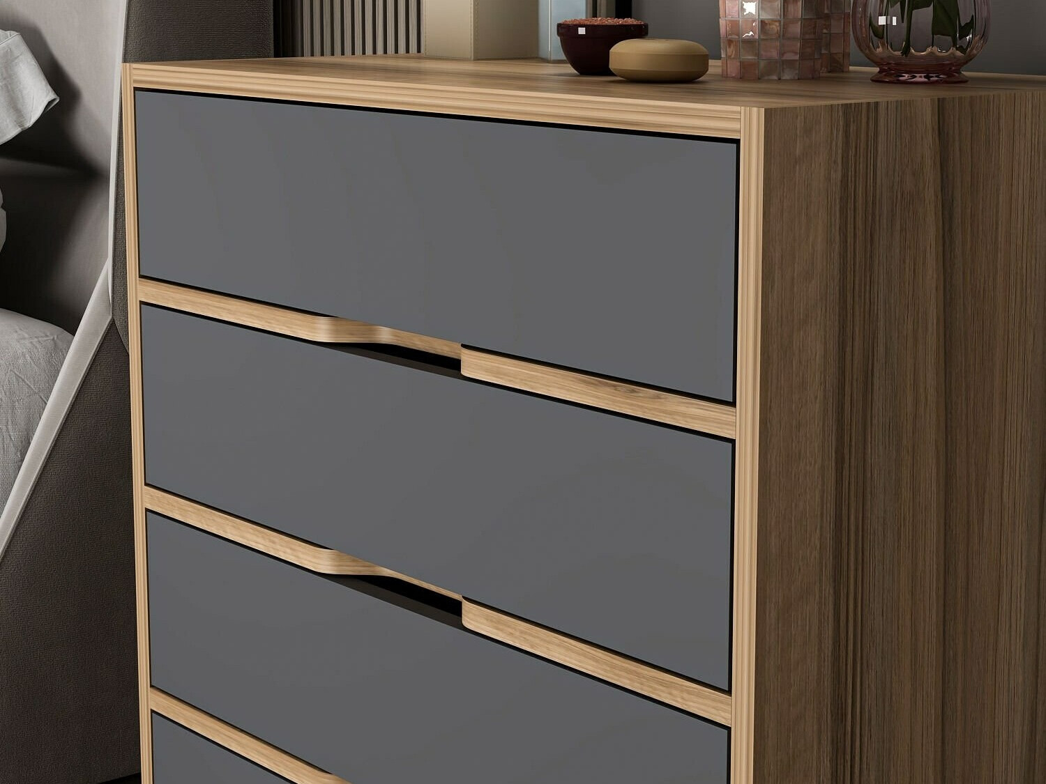 Cómoda Kailua J101 (Antracita + Nogal)