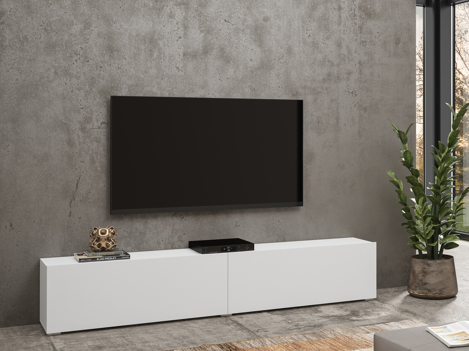 Mueble TV Revmiru 104 (Blanco + Roble wotan)