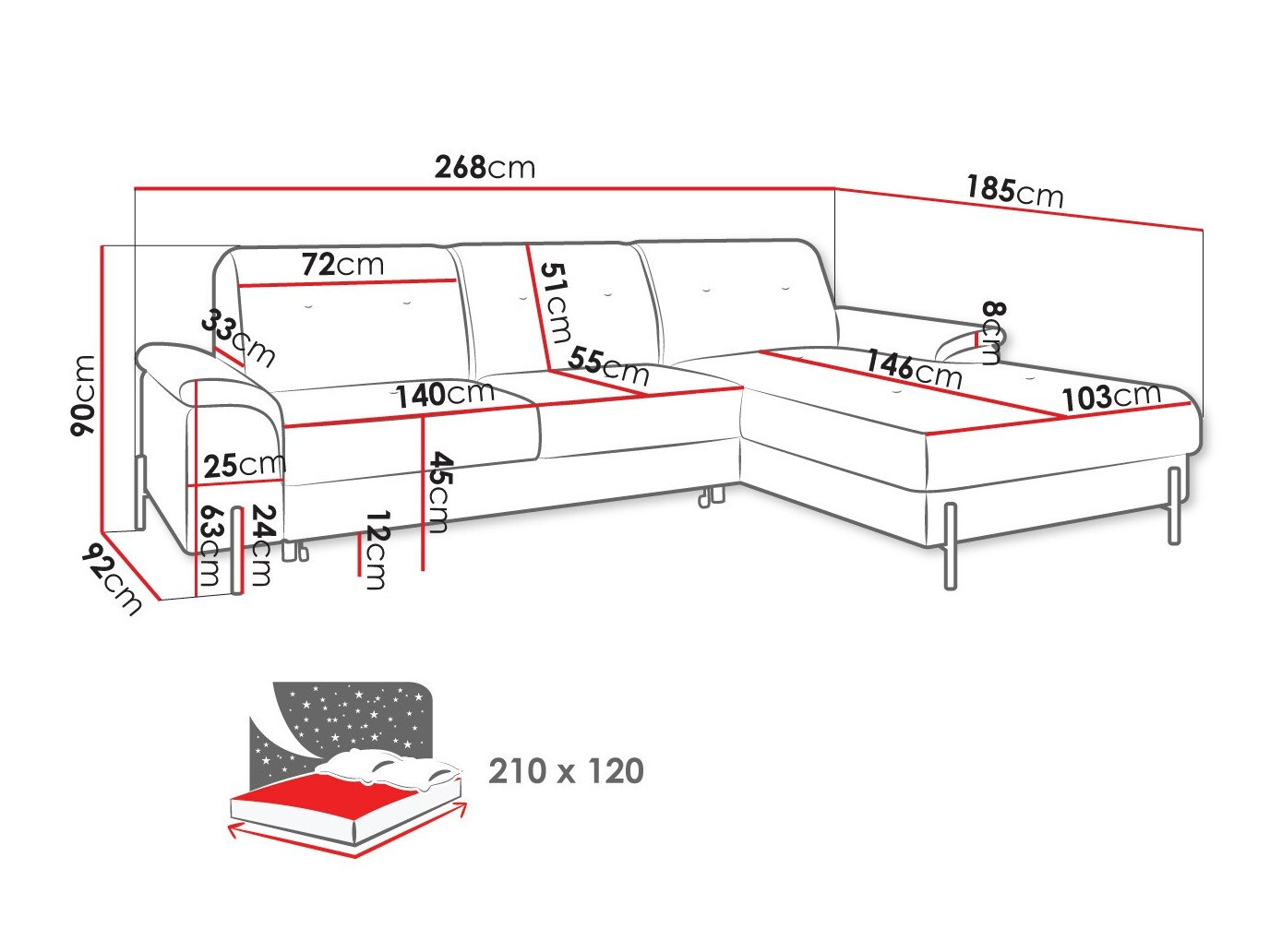 Sofá rinconero Comfivo 133 (Matana 04)