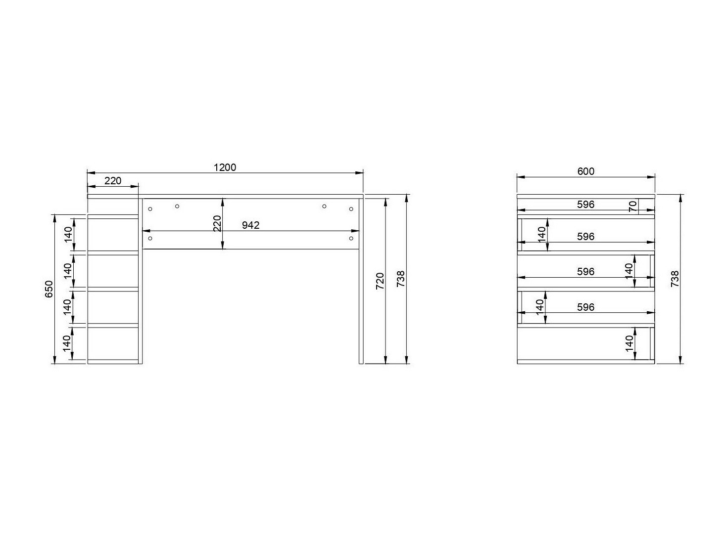 Mesa de oficina Kailua 586 (Blanco + Nuez)