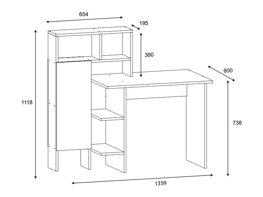 Mesa de oficina Kailua 594 (Antracita + Roble)