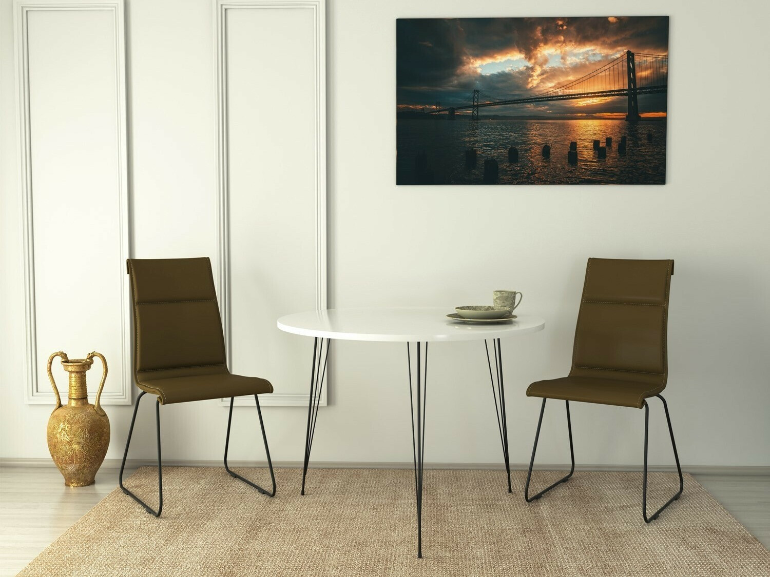 Mesa Kailua 597 (Blanco brillante + Negro)