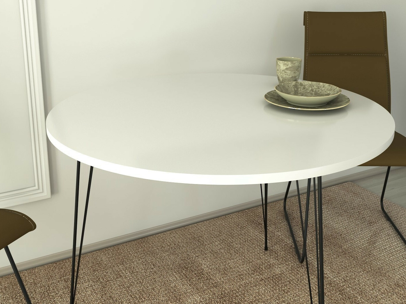 Mesa Kailua 597 (Blanco brillante + Negro)