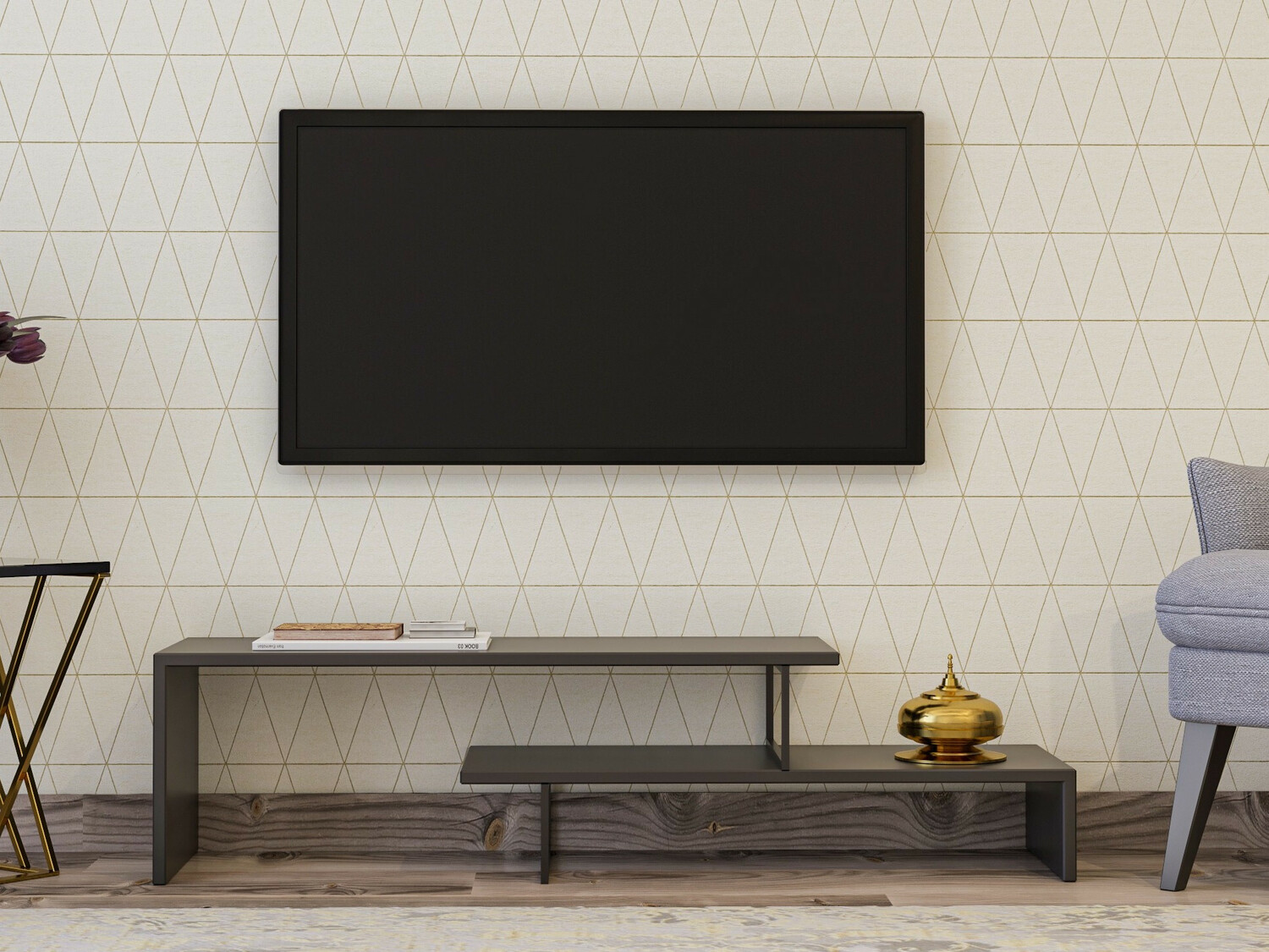 Mueble TV Kailua 596 (Antracita + Negro)