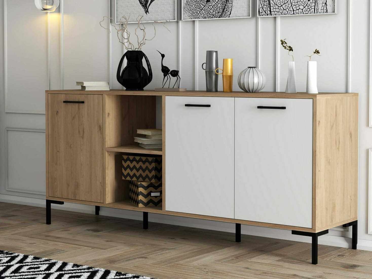 Aparador Nolcava 101 (Blanco + Roble)