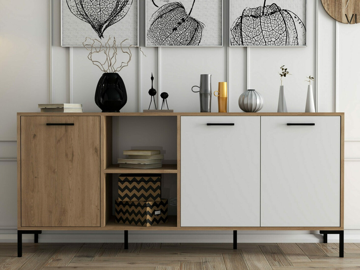 Aparador Nolcava 101 (Blanco + Roble)