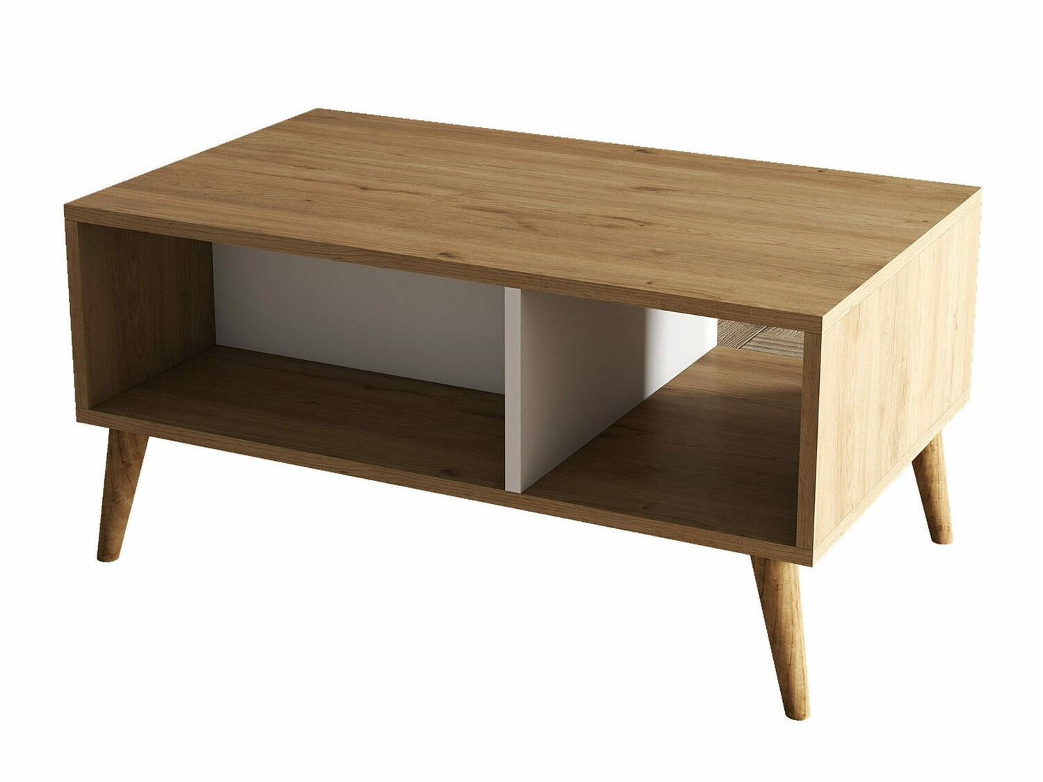 Mesa de centro Nolcava 104 (Blanco + Roble)