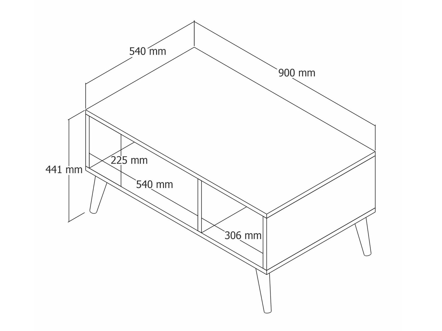 Mesa de centro Nolcava 104 (Blanco + Roble)