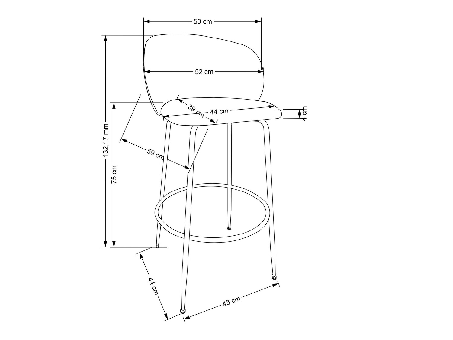 Silla de barra Houston 1554 (Crema + Dorado)