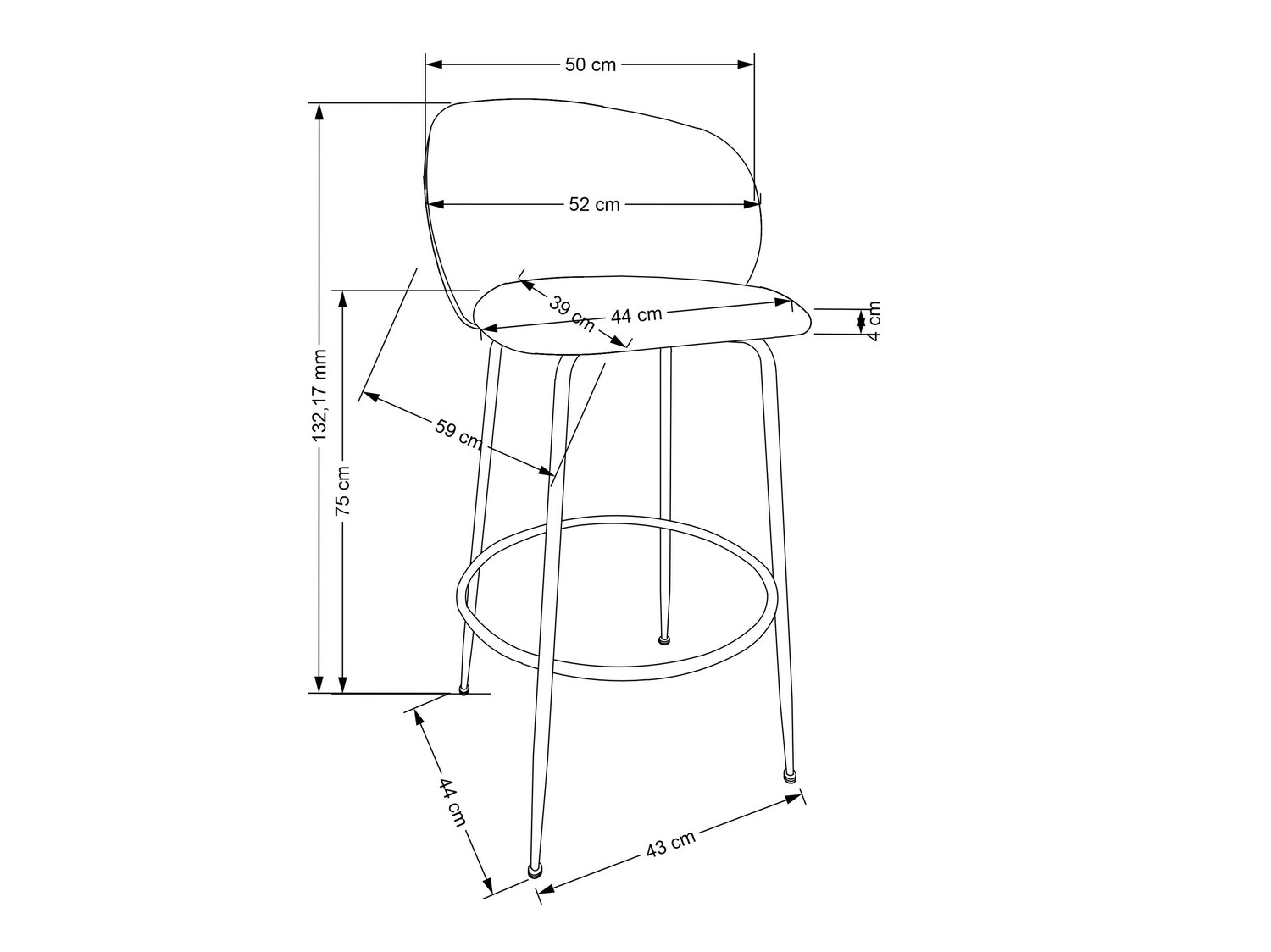 Silla de barra Houston 1554 (Gris + Dorado)