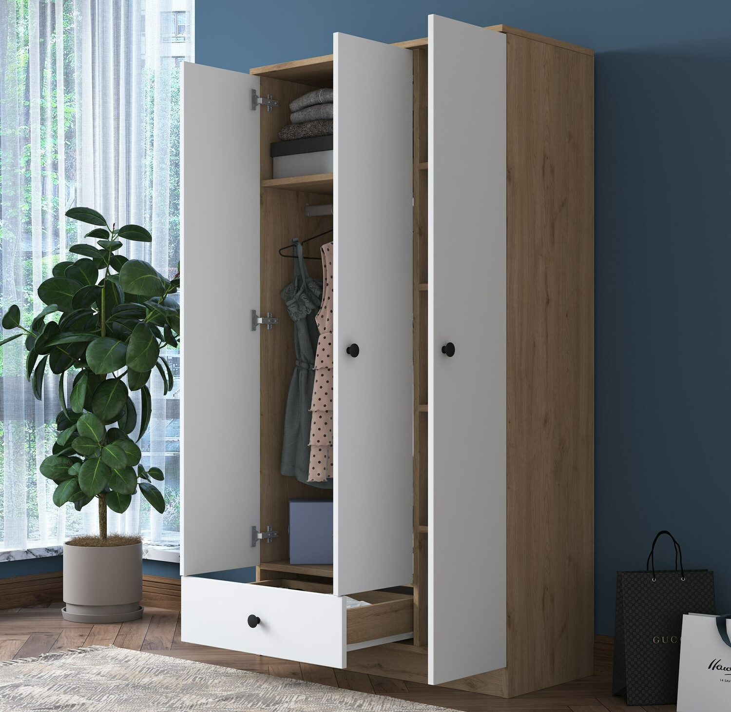 Armario Kailua 661 (Blanco + Nogal)