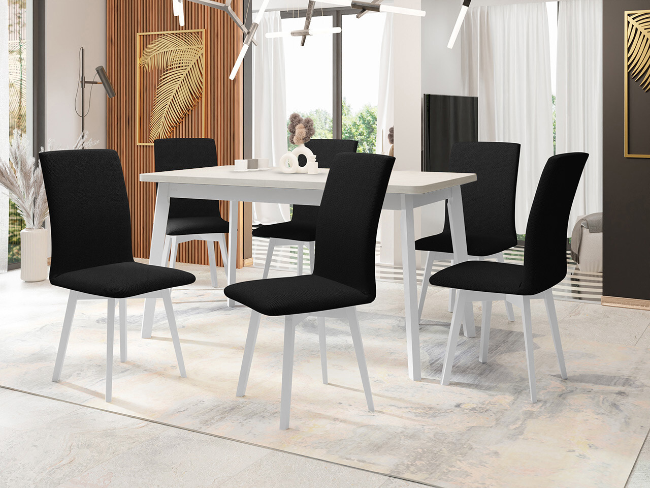 Conjunto de mesas y sillas para comedor Victorville 335 (Blanco)