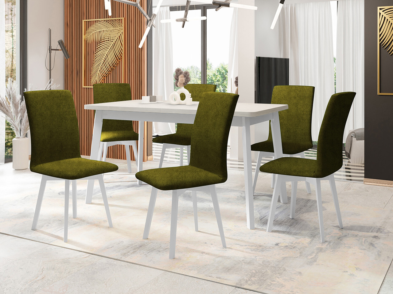 Conjunto de mesas y sillas para comedor Victorville 335 (Blanco)