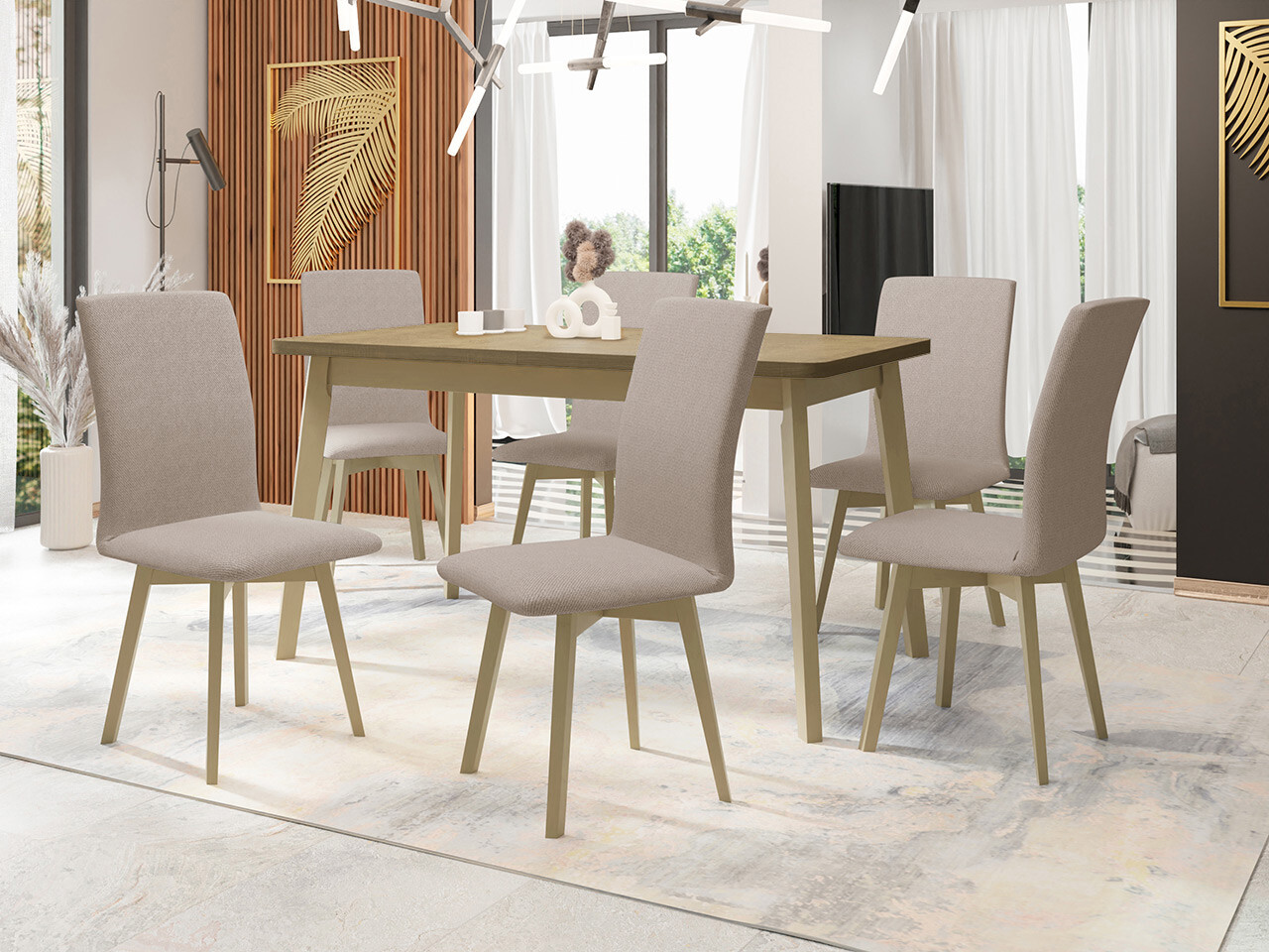 Conjunto de mesas y sillas para comedor Victorville 335 (Roble Sonoma)