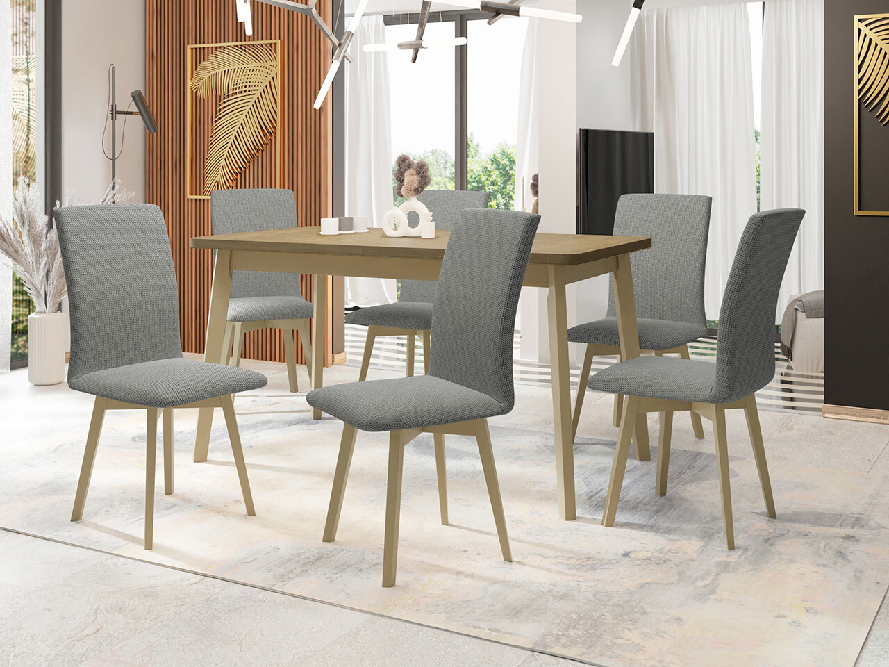 Conjunto de mesas y sillas para comedor Victorville 335 (Roble Sonoma)