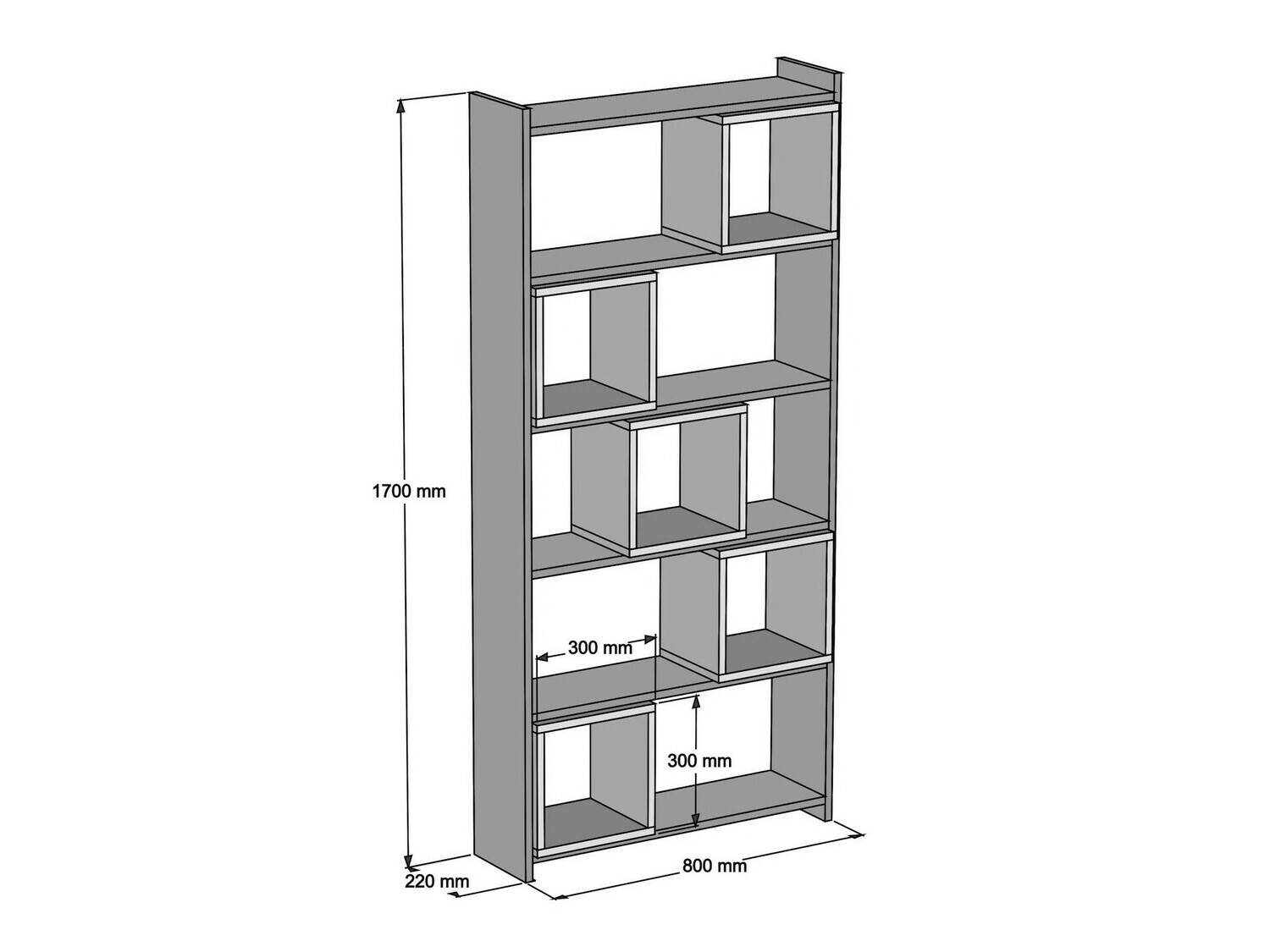 Estantería Kailua 666 (Blanco + Nogal)