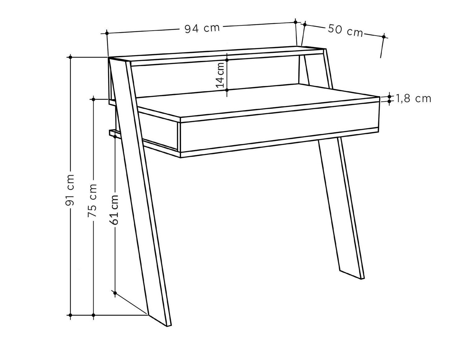 Mesa de oficina Kailua 692 (Antracita)