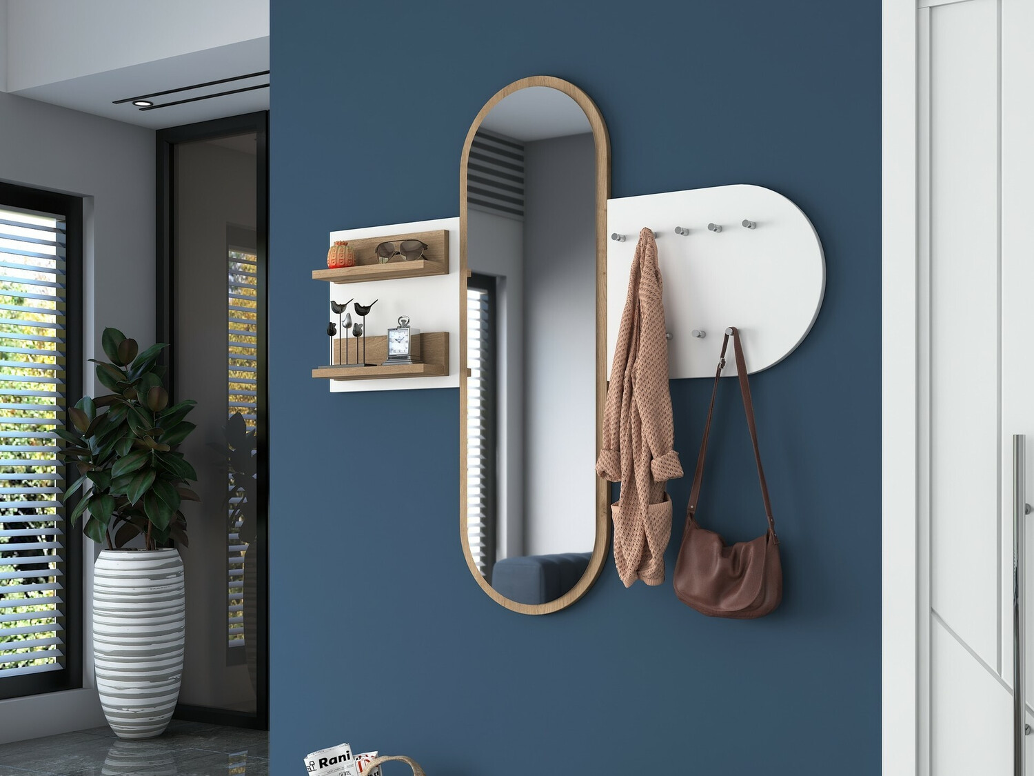 Perchero Kailua 745 (Blanco + Nogal)