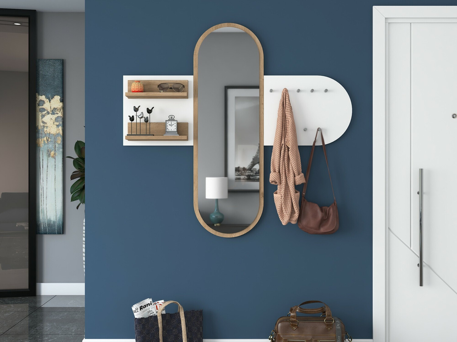 Perchero Kailua 745 (Blanco + Nogal)