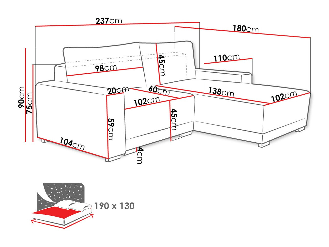 Sofá rinconero Columbus 204 (Tilia 01)