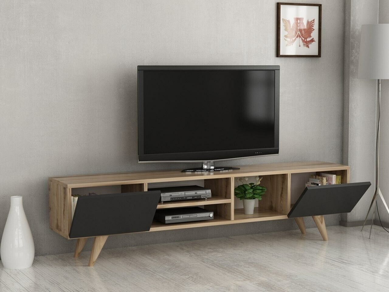 Mueble TV Kailua 800 (Negro + Roble)