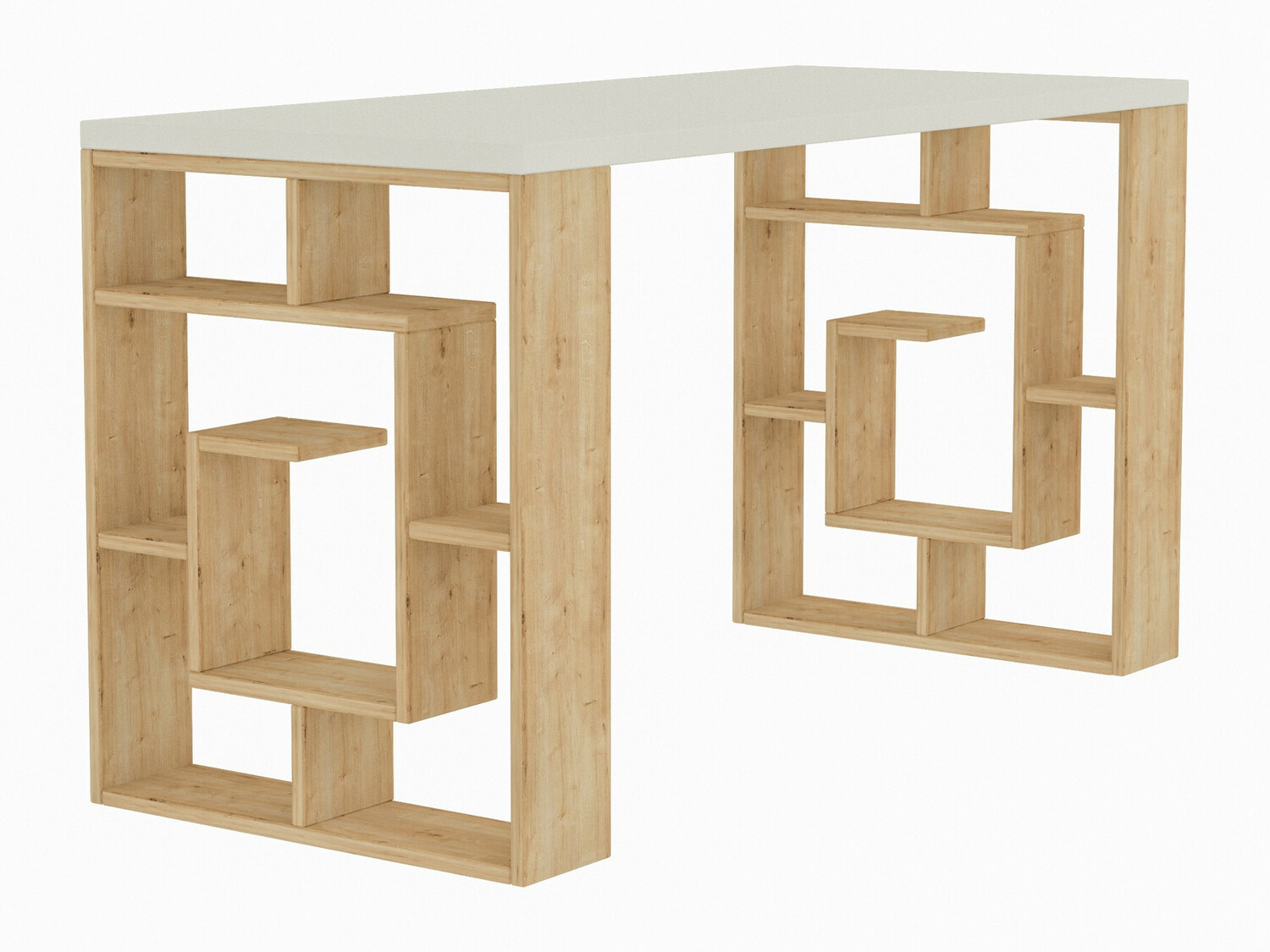 Mesa de oficina Kailua 813 (Blanco + Roble claro)