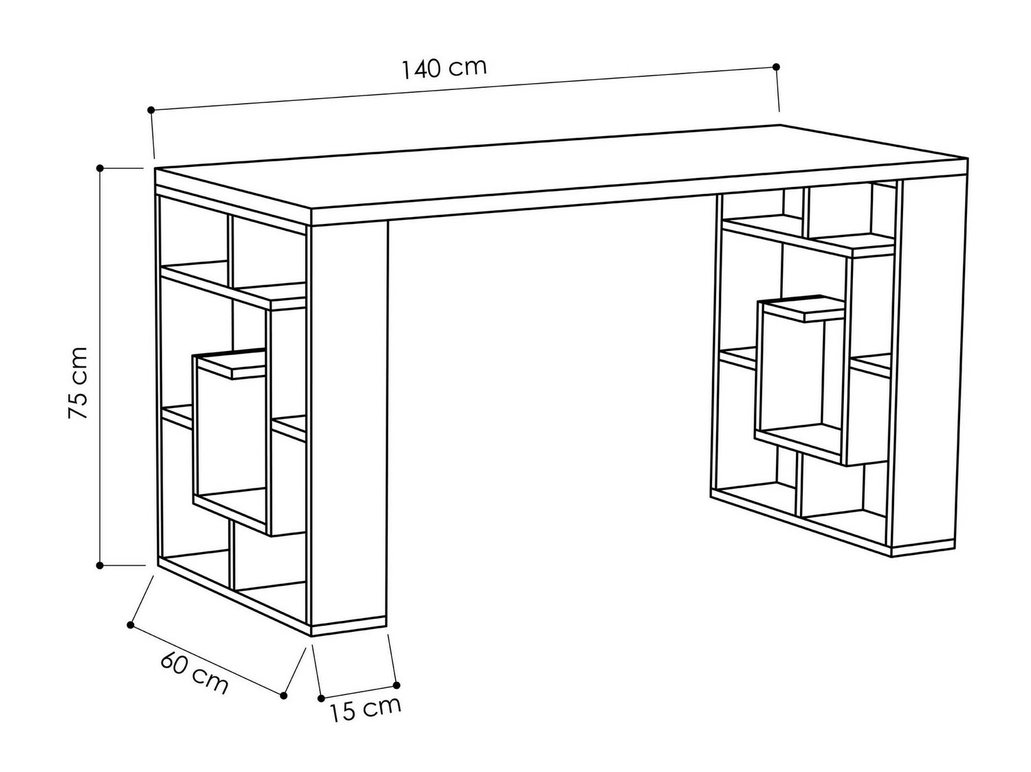 Mesa de oficina Kailua 813 (Blanco + Roble claro)