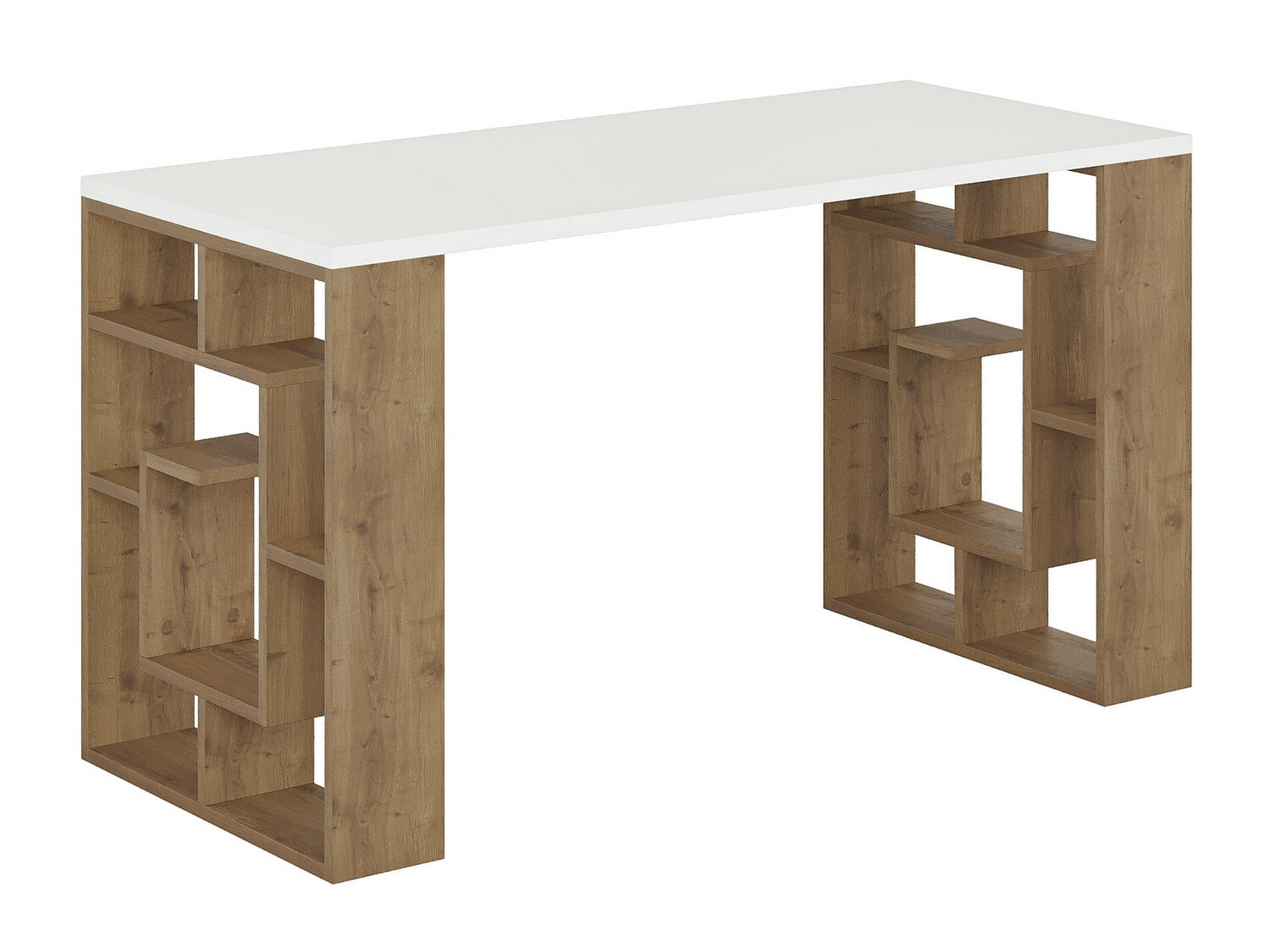 Mesa de oficina Kailua 813 (Blanco + Roble oscuro)