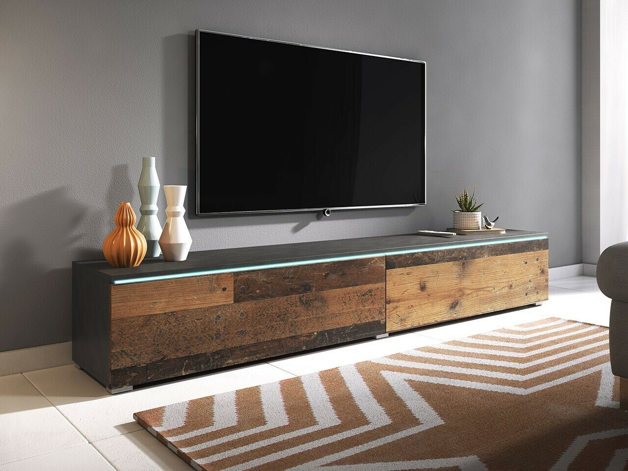 Mueble TV Sarasota 121 (Madera gris + Arbol envejecido)