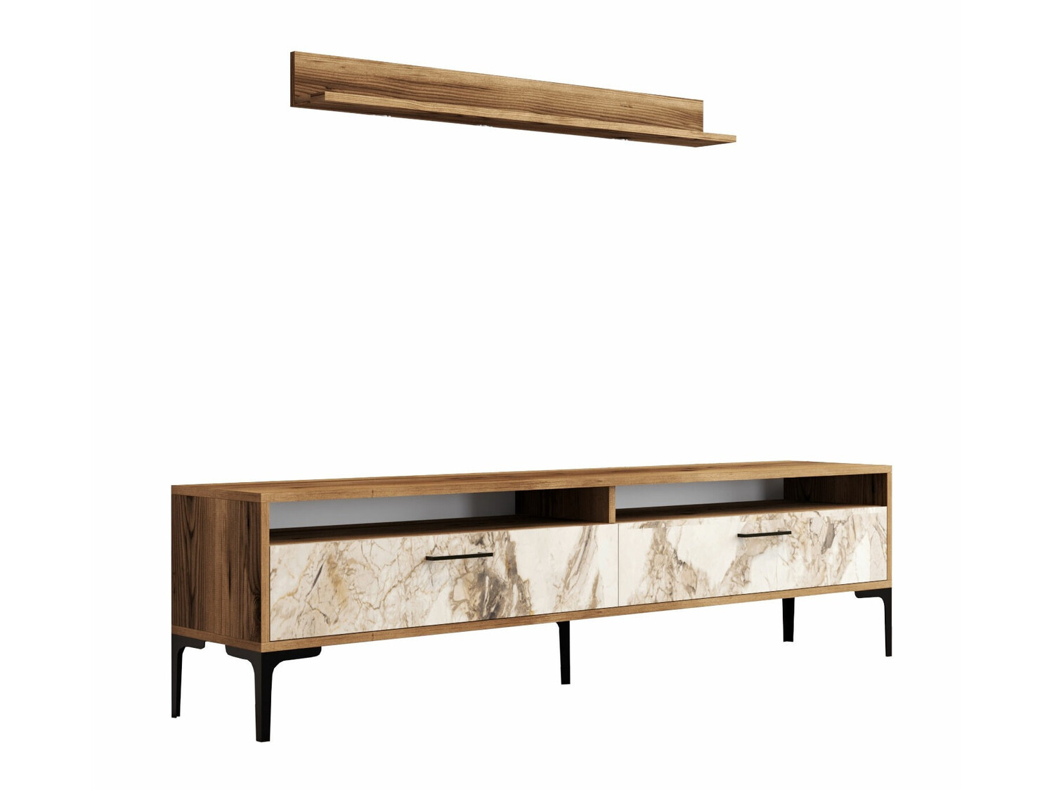 Conjunto de salón Kailua 857 (Nogal + Mármol blanco)