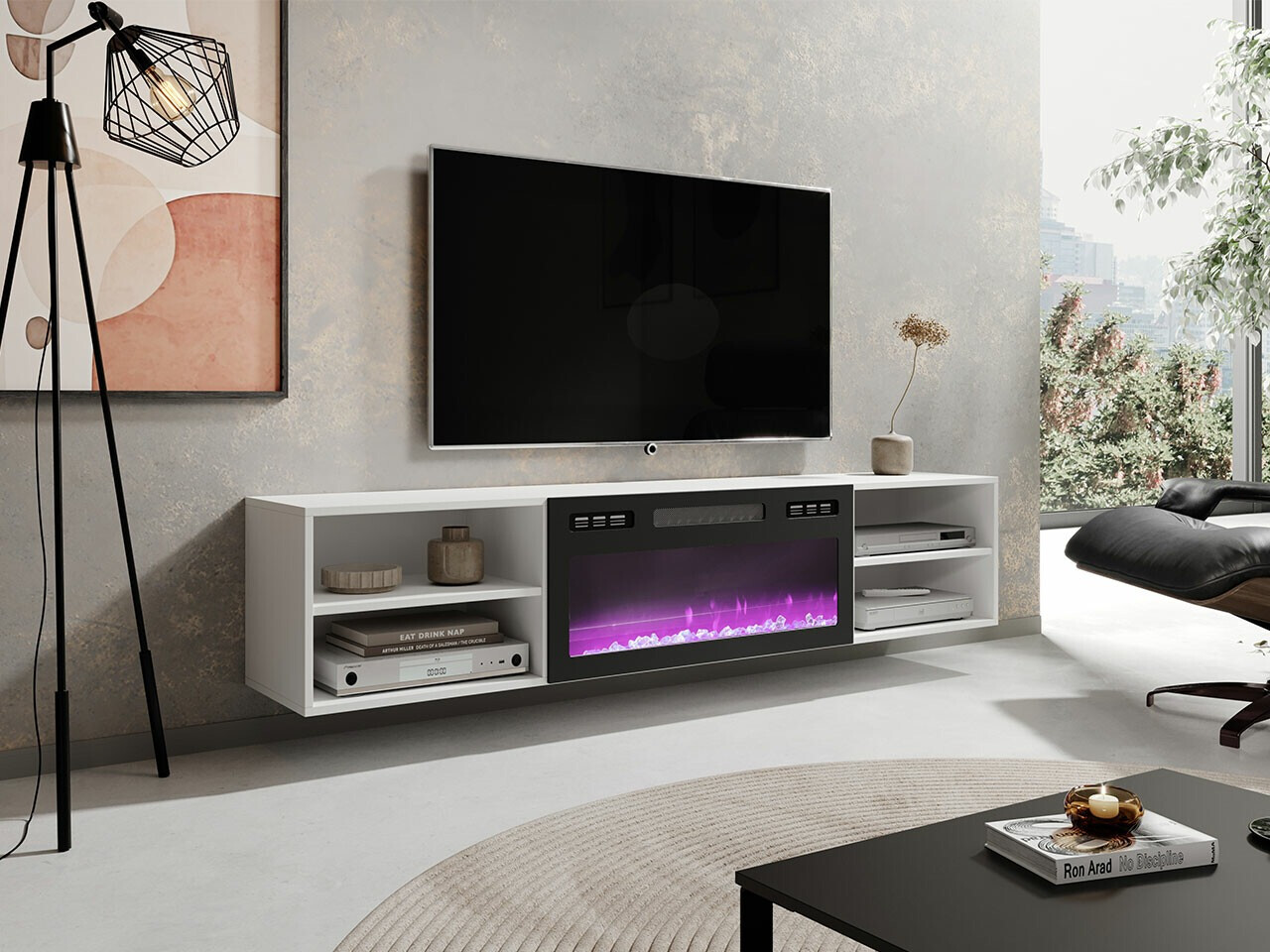 Mueble TV Charlotte 190 (Blanco + Negro)