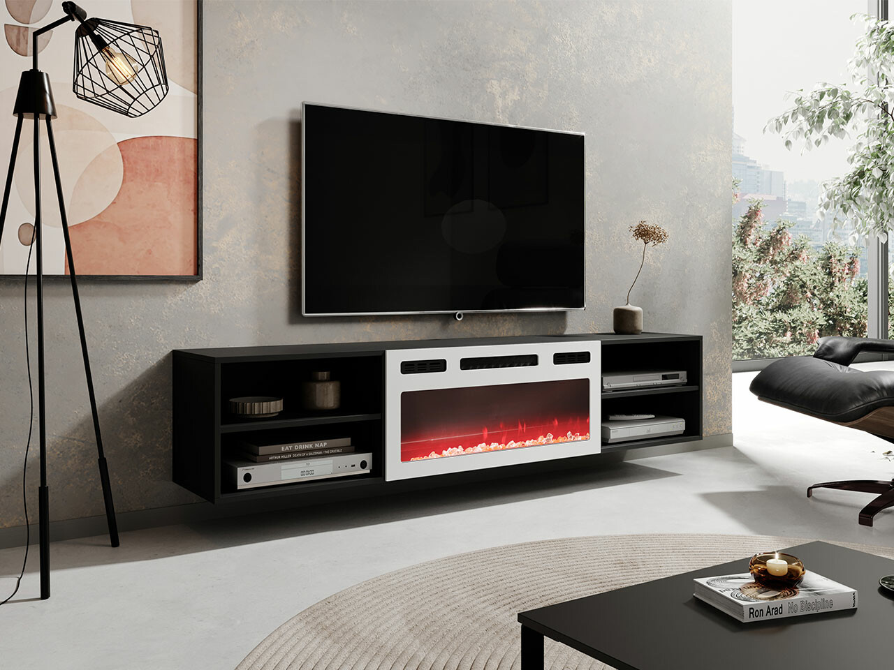 Mueble TV Charlotte 190 (Negro + Blanco)