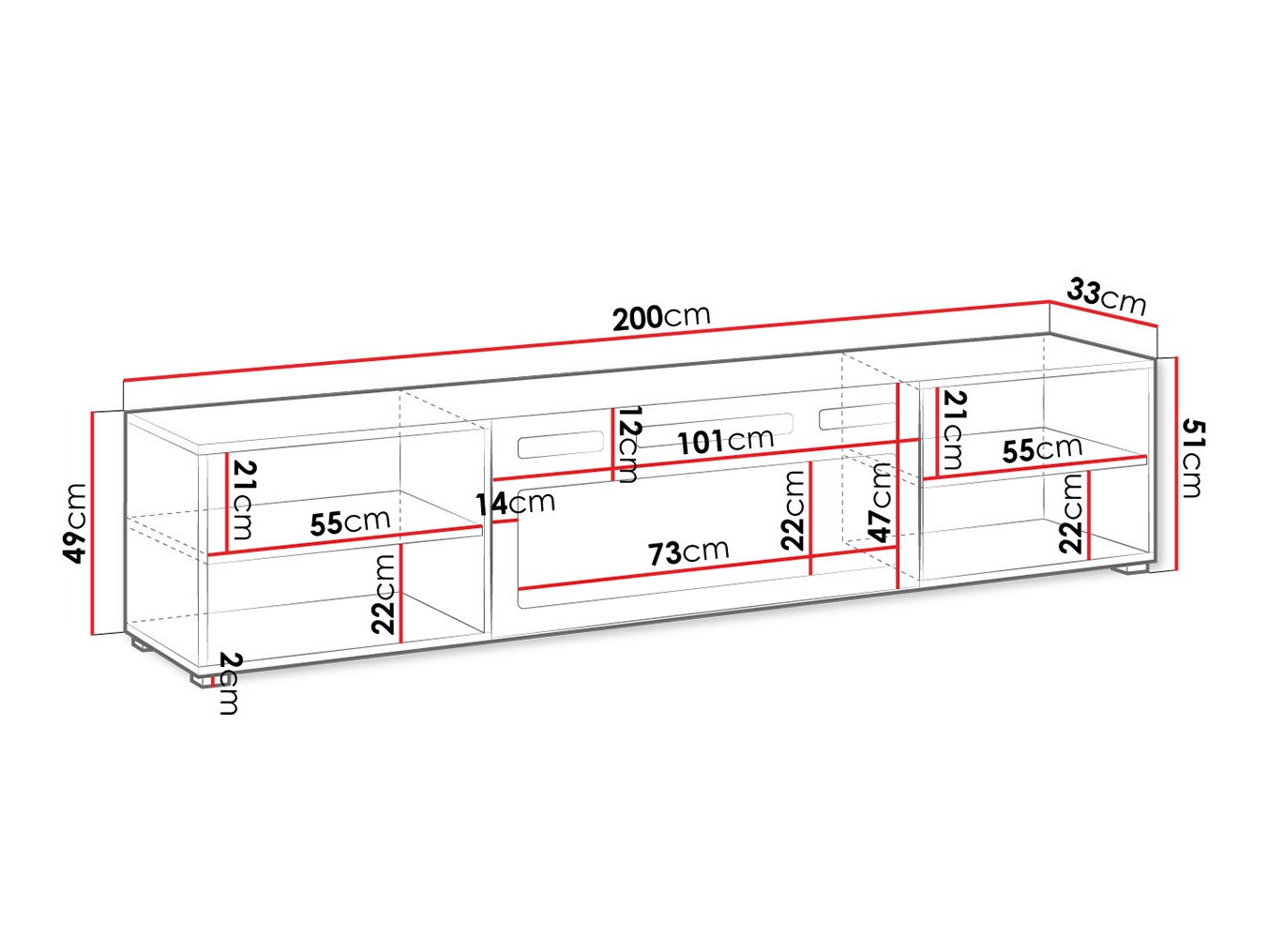 Mueble TV Charlotte 191 (Negro)