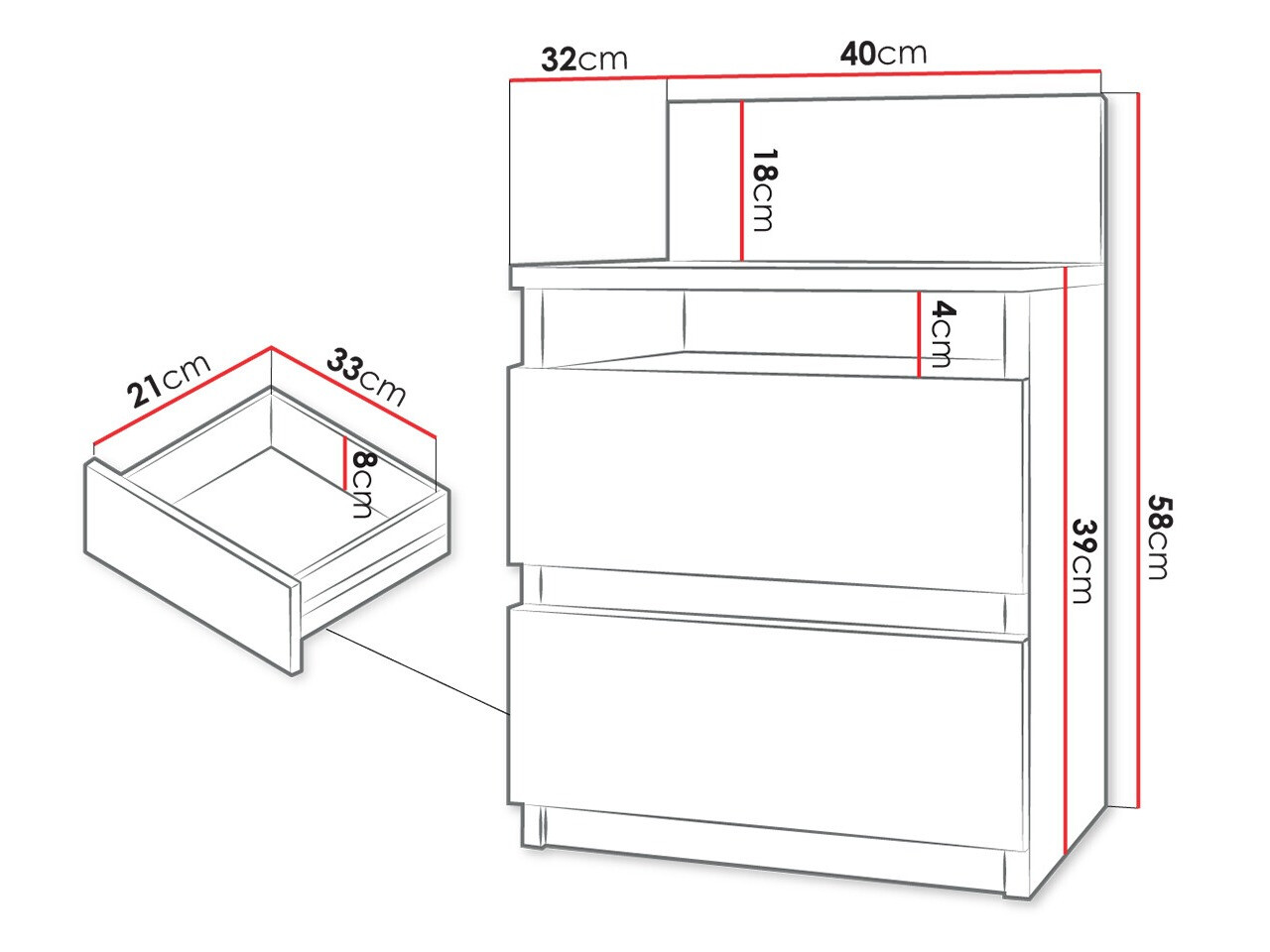 Mesilla de noche Comfivo Structor (Blanco)