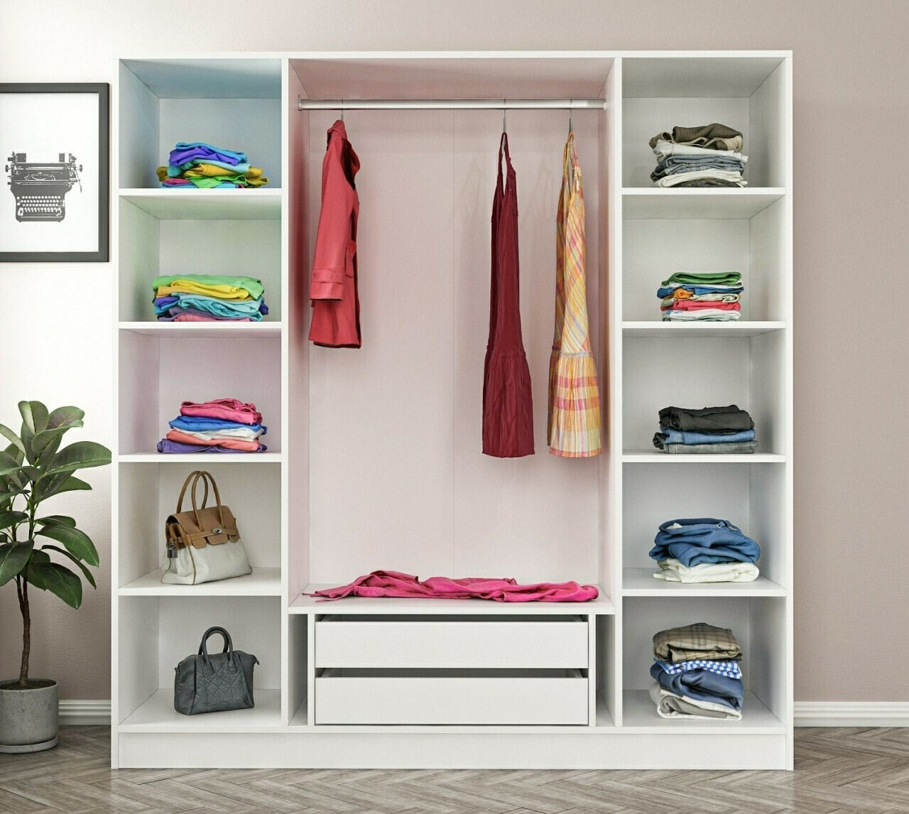 Armario Kailua L135 (Blanco + Nogal)