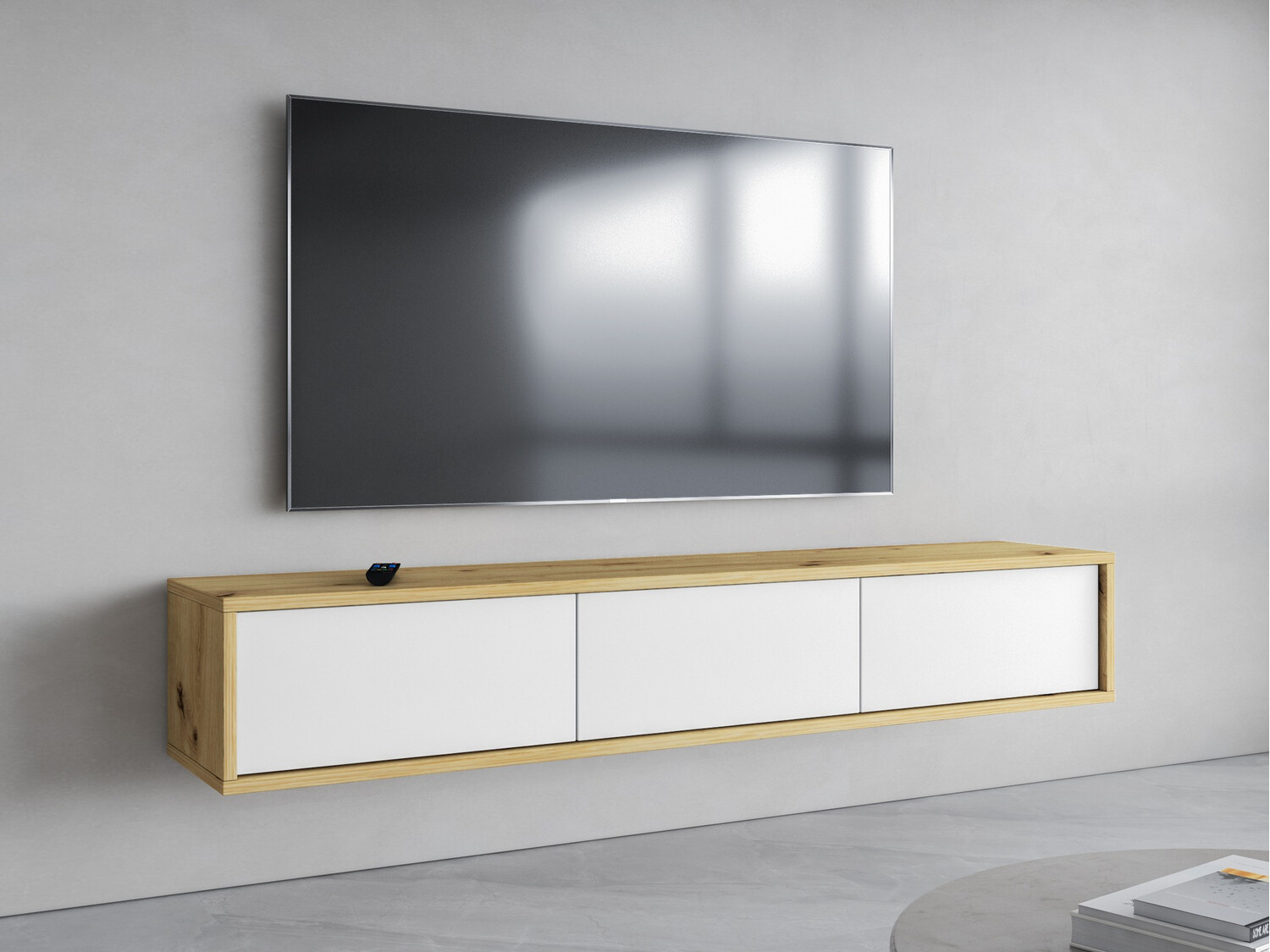 Mueble TV Austin 324 (Roble Artisan + Blanco)