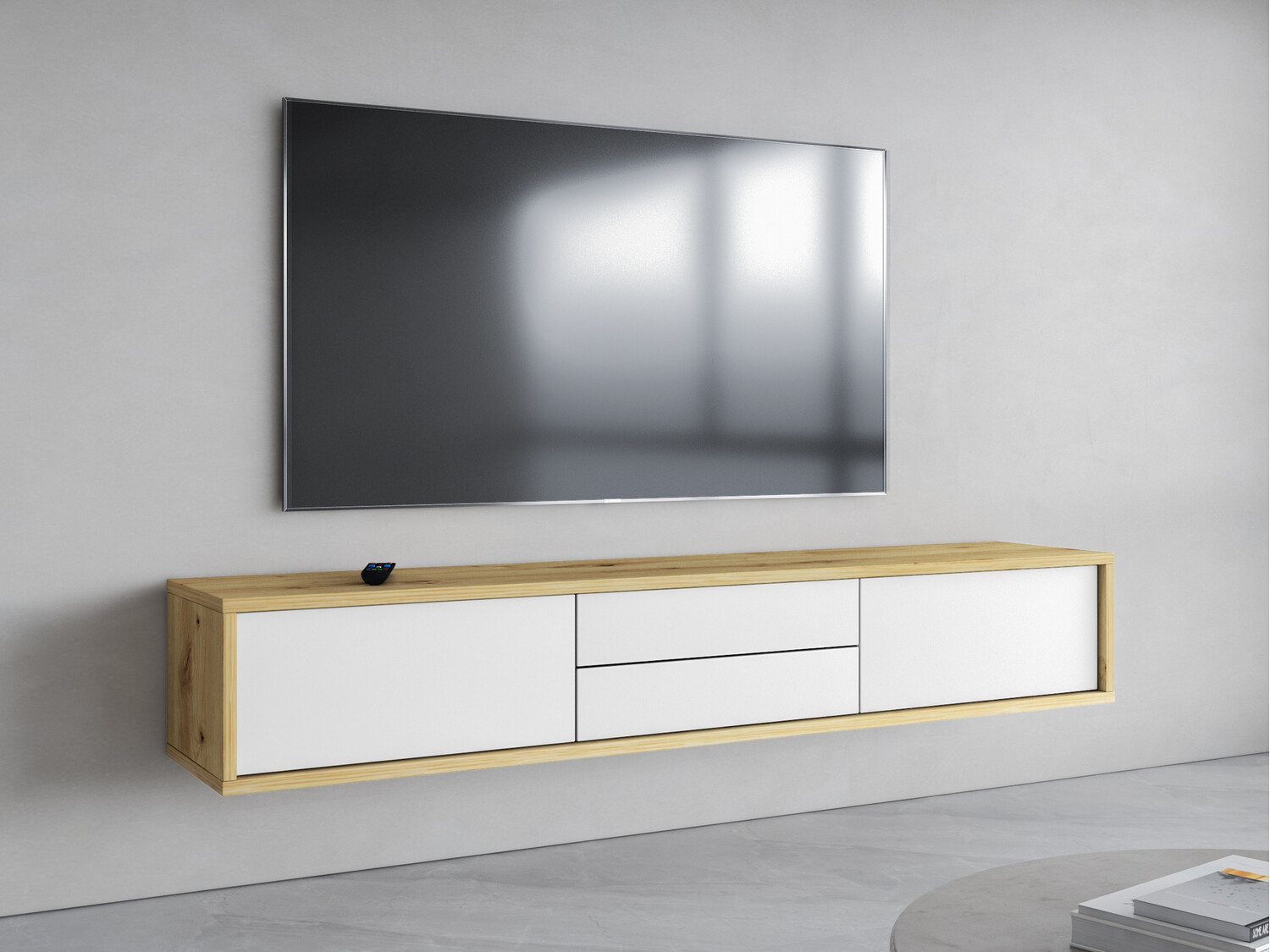 Mueble TV Austin 325 (Roble Artisan + Blanco)