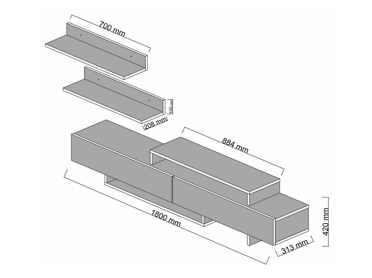 Mueble TV Kailua 998 (Blanco + Teca)