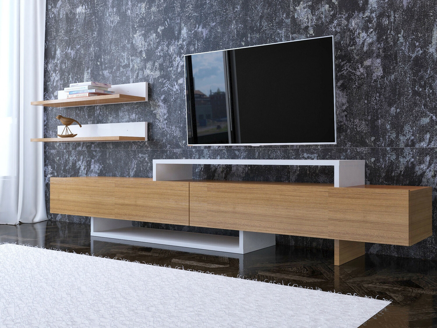 Mueble TV Kailua 998 (Teca + Blanco)