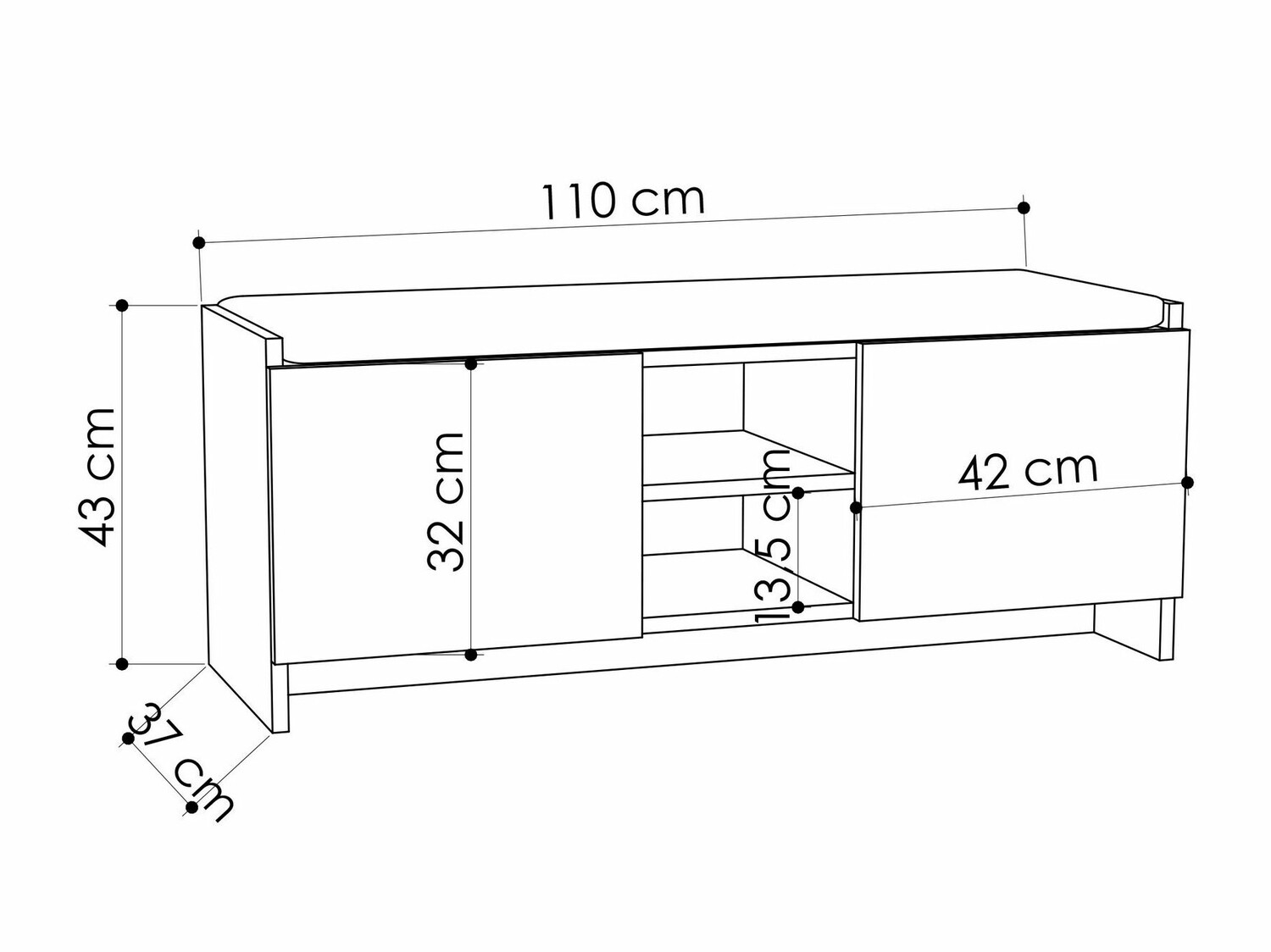 Estante para zapatos Kailua 1047 (Antracita + Roble Sonoma)