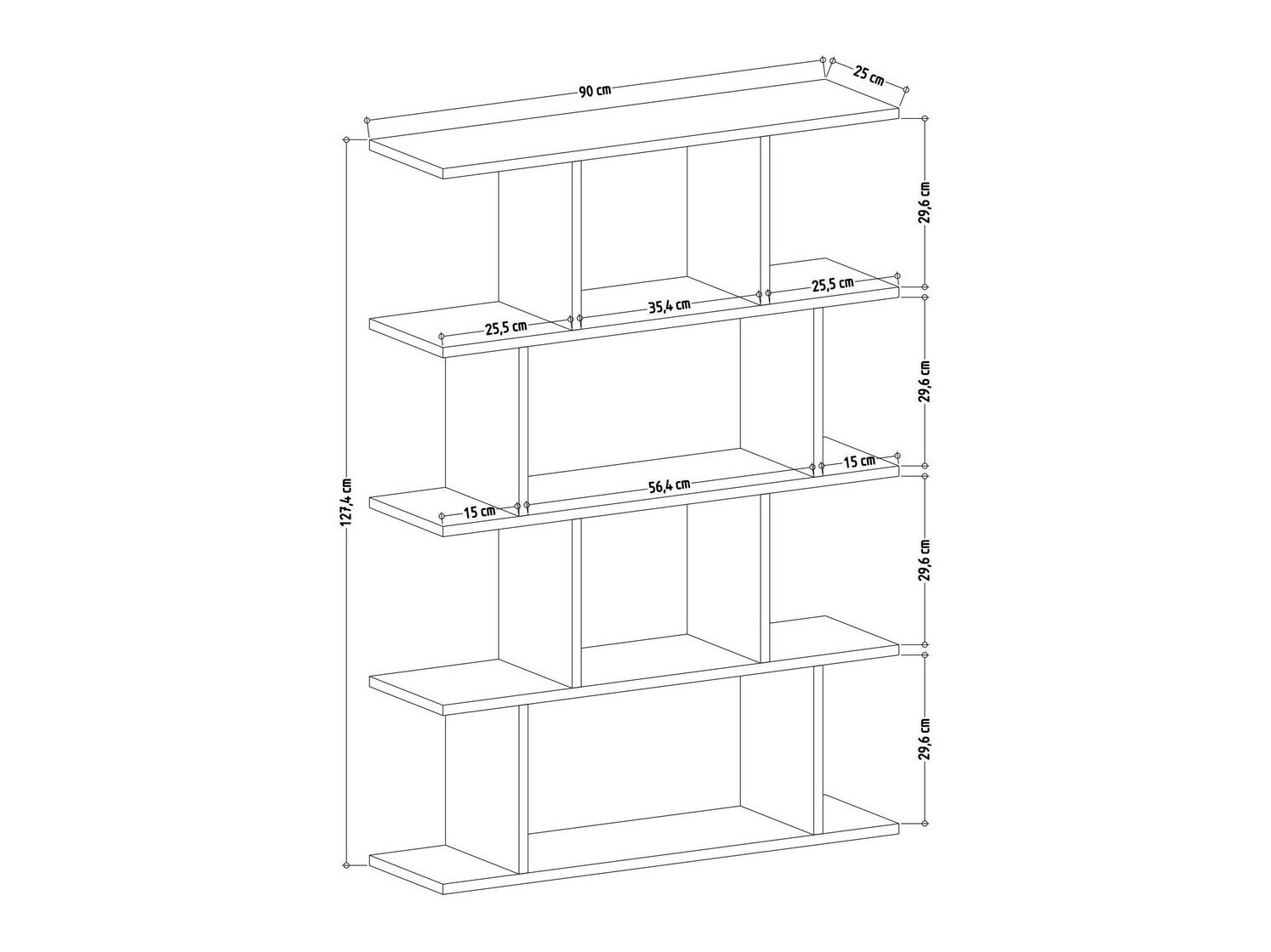 Estantería Kailua 1048 (Blanco + Roble)