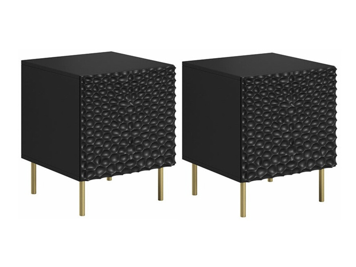 Conjunto de mesitas de noche Charlotte 172 (Negro + Dorado)