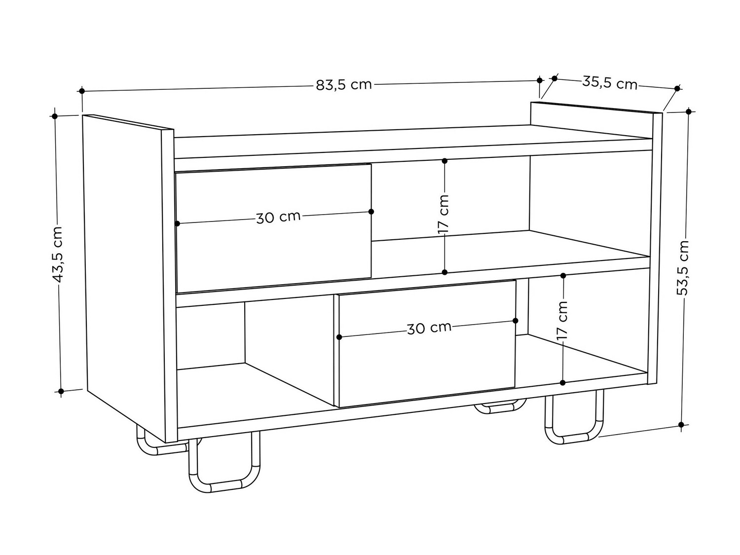 Estante para zapatos Kailua 1079 (Blanco + Roble)