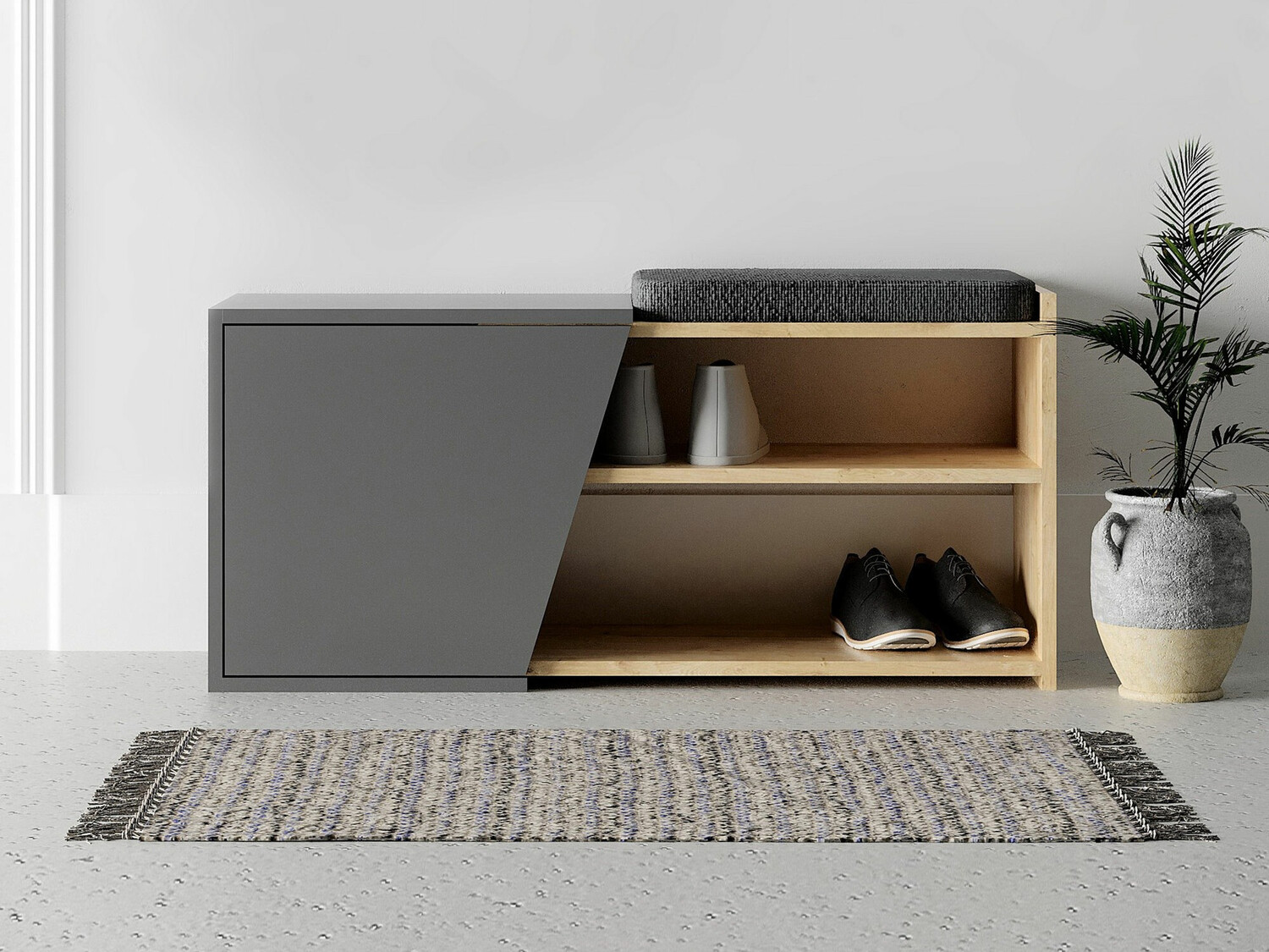 Estante para zapatos Kailua 1081 (Antracita + Roble)