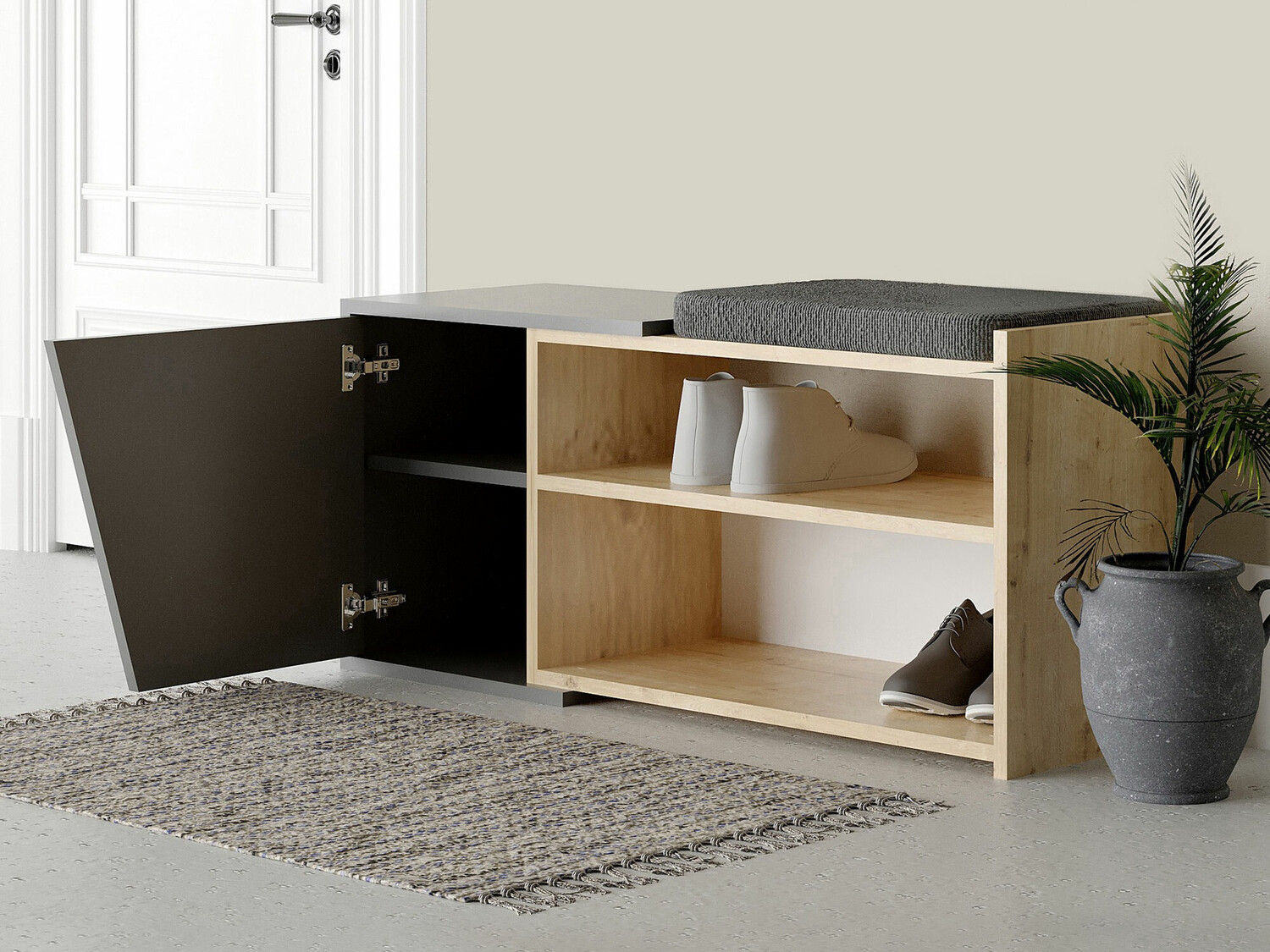 Estante para zapatos Kailua 1081 (Antracita + Roble)