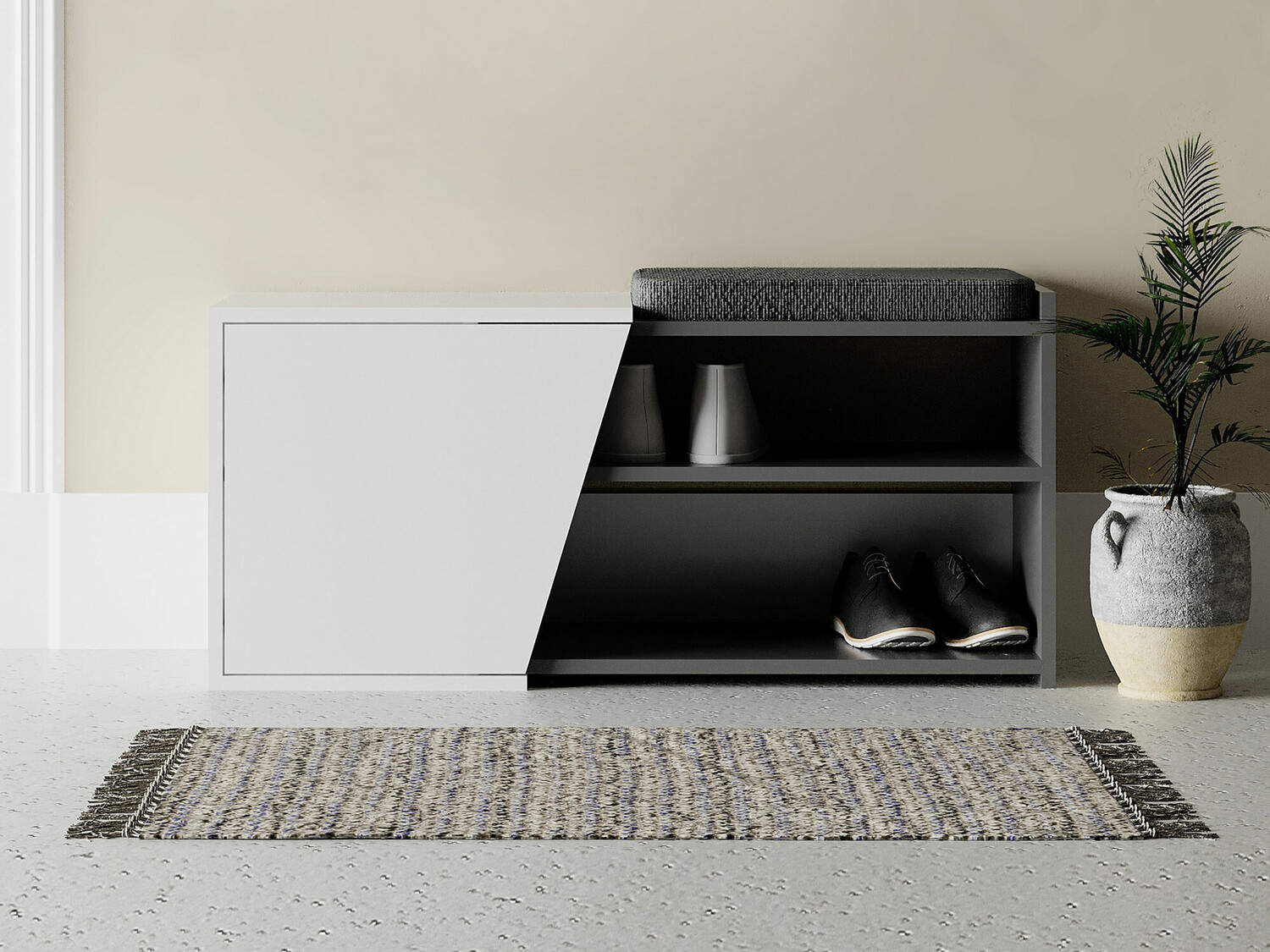 Estante para zapatos Kailua 1081 (Blanco + Antracita)